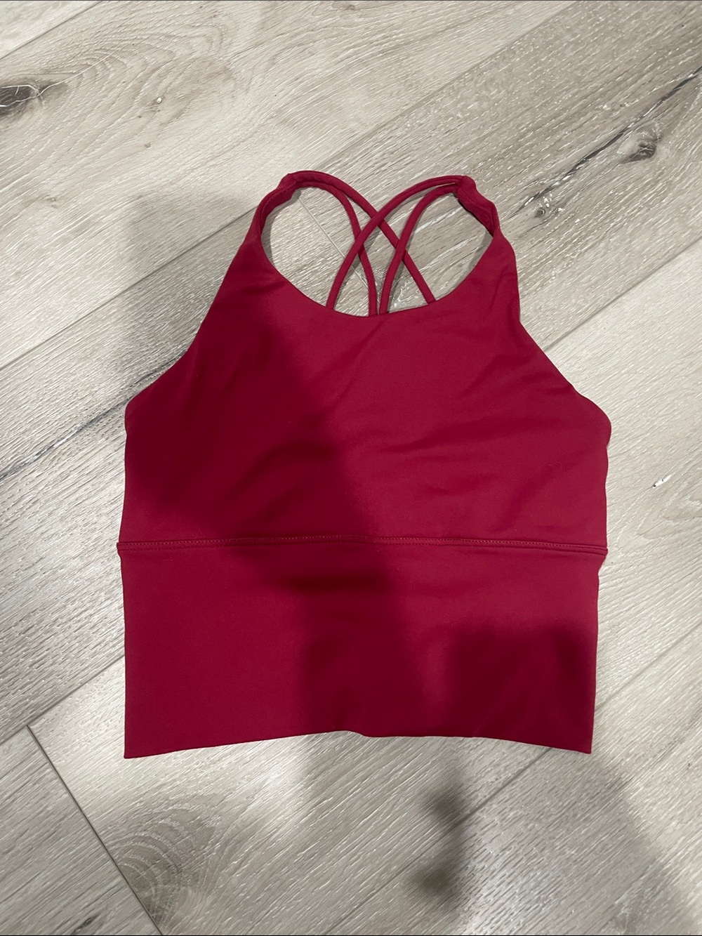 High-Neck Strappy Sports Bralette - Deep Wine